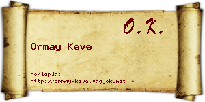Ormay Keve névjegykártya
